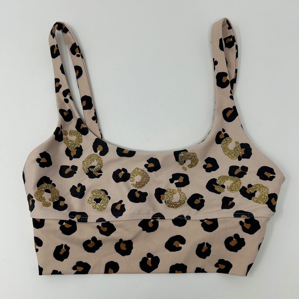 Beach Riot Tan and Black Leopard Print Sports Bra Size S Sporty ~ Athletic!